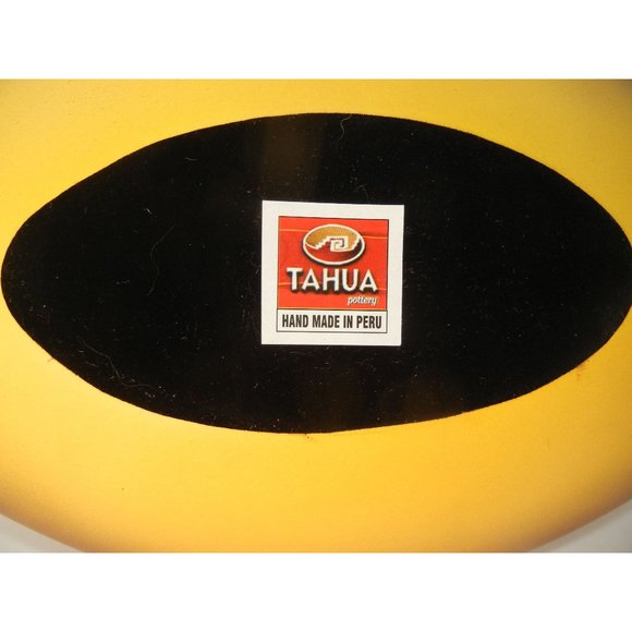 Ceramic tropical leaf fruit dish,  candle dish, hand made and painted in Peru - Picture 5 of 7